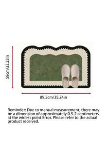 1pc Green, White & Black Wavy Edge Asymmetric Shape Bath Mat, Bathroom Rug, Door Mat, Small Carpet, Washable Carpet For Home Decor, Bedroom, Outdoor Use - Multicolor E - View 8