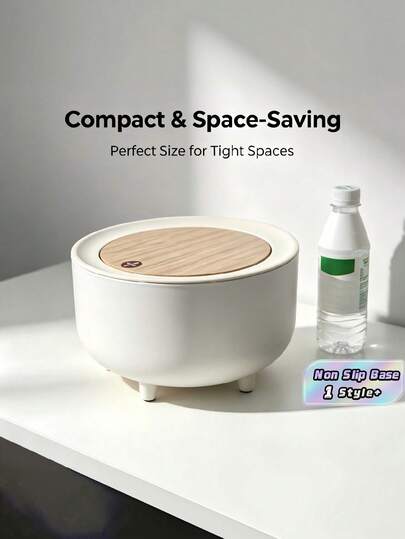 1PC Mini Size Plastic Flip Top Cute Girl Style Desk Wastebasket Trash Can With Lid Compact Lightweight Odor Proof Easy Clean Portable Space Saving For Bedroom Living Room Tabletop Office Home Decor Essential