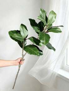 1 Pc 3.6 Ft Artificial Magnolia Tree, Lifelike Faux Silk, Autumn Tropical Style, Green, Tree Shape, Ficus Rubber Tree Leaves, Violin Leaves, Artificial Greenery, For Home, Garden, Office, Balcony, Living Room, Wedding, Party Decor, Indoor Decoration. - Multicolor - View 12