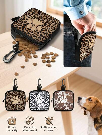 PETSIN Pet Dog Paw Print Coin Purse; Outdoor Pet Treat Storage Bag; Multi-Functional Small Bag; Pet Supplies