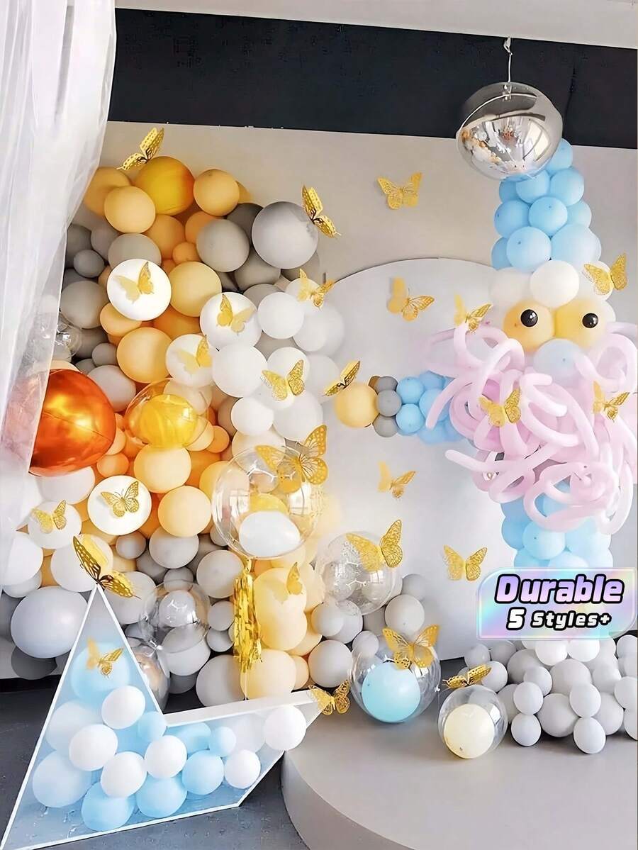 12 pièces Autocollants muraux papillon 3D creux, ornement de décoration multi-usage pour salon, chambre, gâteau, centre de table, convient pour mariage, révélation de genre, Halloween, anniversaire, fête, décoration intérieure & fournitures de décoration de la maison