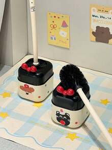 1PC Colorful Dopamine Bowknot Toilet Brush Set With Holder Long Handle Bathroom Cleaning Tool Cute Decorative Toilet Scrubber Set For Home Bathroom Storage - A - View 5
