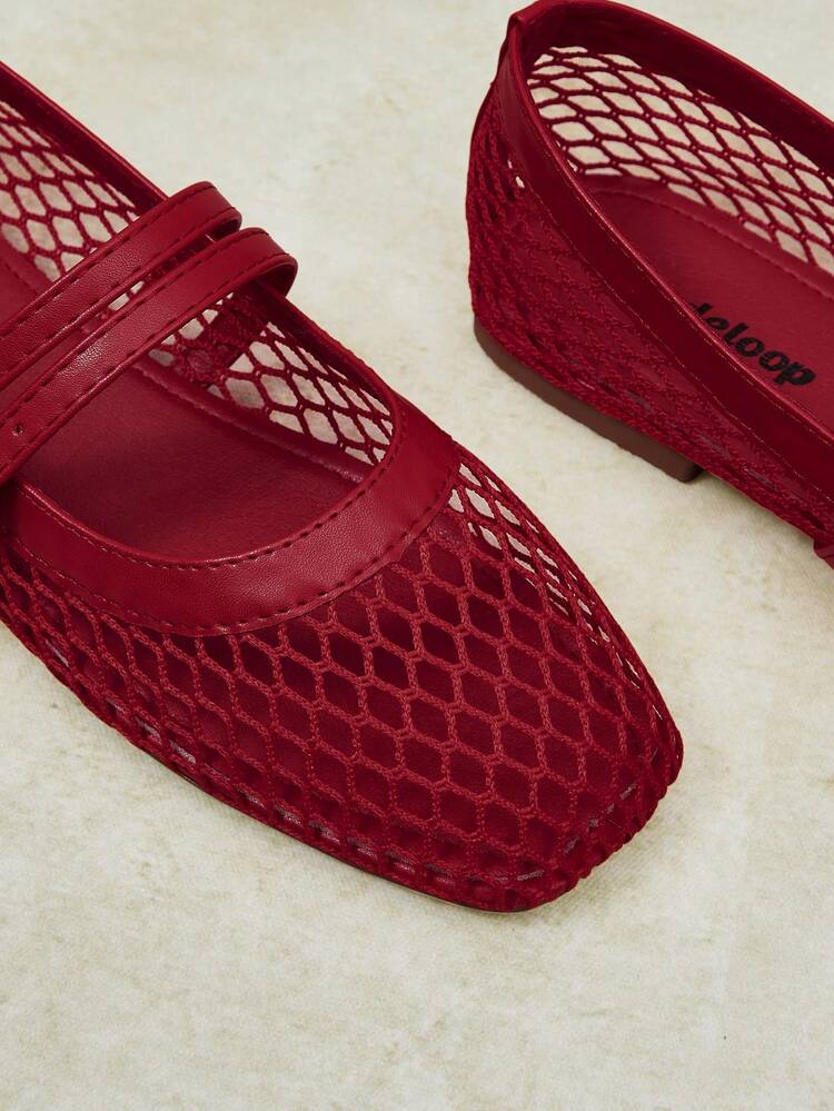 Styleloop Holiday Style Woven Upper Red Double Strip Women's Flat-Soled Shoes, Holiday Style Wear BOHO Wear American Retro Style Bohemian Style Flat-Sole - Red - View 4