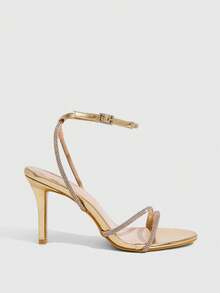 CUCCOO SZL Damen Schuhe Frühling Sommer Strass-Einsätze, Stilettos Bankett Party Dating Pendeln Einkaufen Hochzeit Festival Geschenke - helles Gold - Übersicht 3