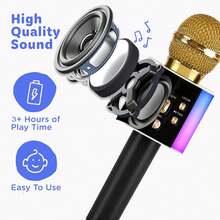 Teckwe Portable Wireless Handheld Microphone, Multifunctional Karaoke Microphone, Available In A Variety Of Colors - Silver - View 2