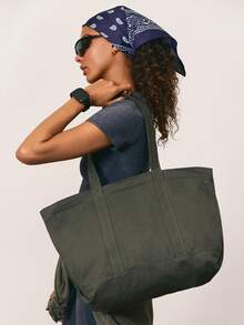 GLOWMODE Maxi 25L Canvas Adventure Tote With Two-Way Zippers & Logo Embroidery Workout Gym Daily Travel Vacation Wear - Portuguese tea green - View 1