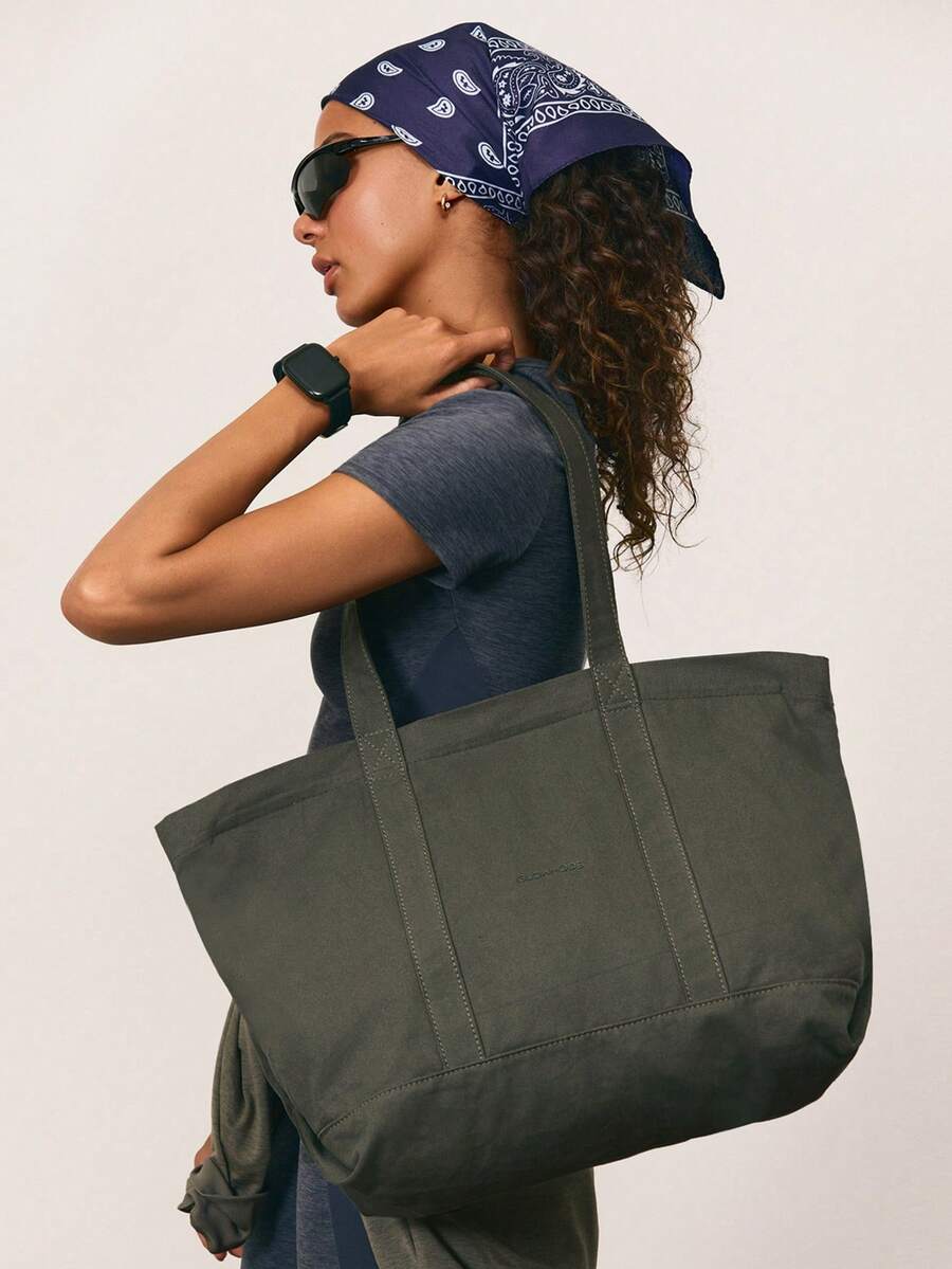 GLOWMODE Maxi 25L Canvas Adventure Tote With Two-Way Zippers & Logo Embroidery Workout Gym Daily Travel Vacation Wear - Portuguese tea green - View 1