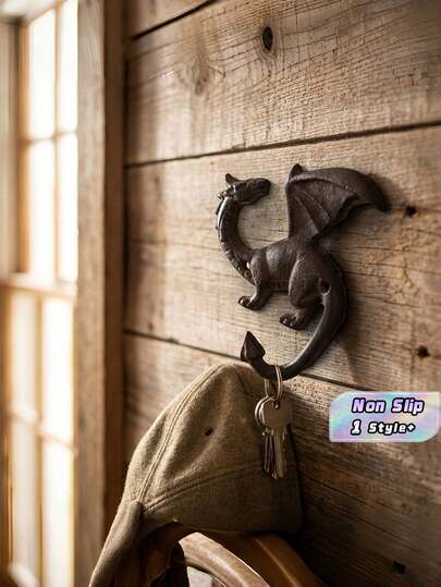 1 pieza Gancho de metal fundido de tamaño estándar y alta resistencia con forma de dragón brillante, organizador de pared para llaves, ropa, sombreros, toallas, sala de estar, dormitorio, jardín exterior, decoración de Halloween, regalo, artículos esenciales para el hogar