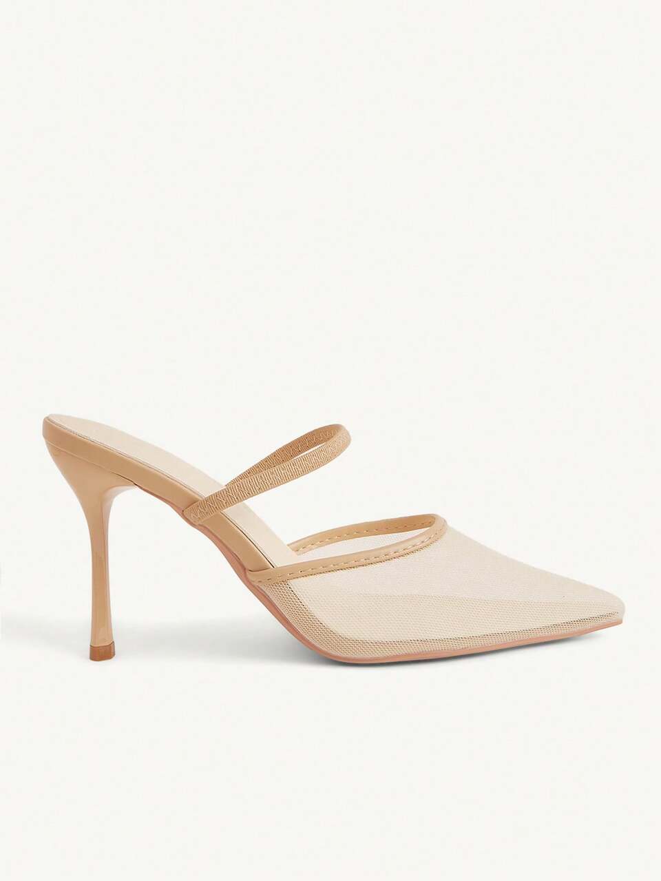 CUCCOO CHICEST Women's Spring/Summer New Apricot Pointed Toe Mesh Fashion All-Match Minimalist Versatile Date Sexy Style Stiletto High Heel Sandals