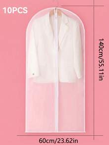 10PCS/5pcs/1pc Garment Dust Cover, Semi‑Transparent Thick Zipper Waterproof Suit Cover, Wedding Dress Protector, Back To School Supply, Wardrobe & Travel Use, Home Storage Organizer, Christmas Housewarming Gift, Clothing Protector, Garment Storage. - White - View 15