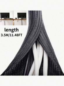 Wire Organizer, Cable Sleeve For Cable Management, Cord Wrap Wire Protector Tubing For Pets, Pc Cable Wrap, Computer Cable Organizer Sleeve - black - View 9
