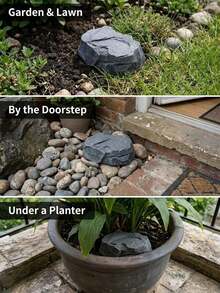 1pc Realistic Stone Fake Rock Key Hide Box, Outdoor Resin Stone Hidden Key Storage Container, Safe Backup Key Sunproof Decor For Garden Yard - Section A - View 3