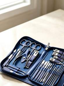 Blue Stainless Steel Nail Clipper Set With False Nails, Manicure Grooming Kit - Multicolor - View 6