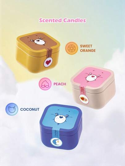 SHEIN X Care Bears Love Bear Tinplate Scented Candles (Three Combinations 2)