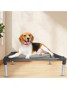 1 Set High-Platform Pet Bed, Waterproof And Breathable Pet Cot, S/M/L 3 Sizes, Durable Rust-Proof Aluminum Frame + Breathable Polyester Fabric, Minimalist Black, Rectangular Hollow Mesh Design, Removable And Assembleable, Heat Dissipation - Black - View 7
