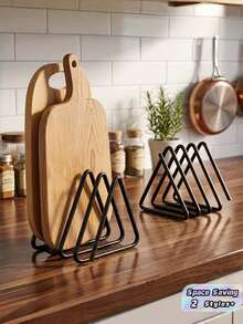 1/2 PCS Space Saving Heavy Duty Multi Functional Triangle Cutting Board Stand With Cabinet Countertop Shelf And Pot Rack Easy Install Kitchen Storage Box Organizer For Home Kitchen Countertop Organization Must Have - View 1