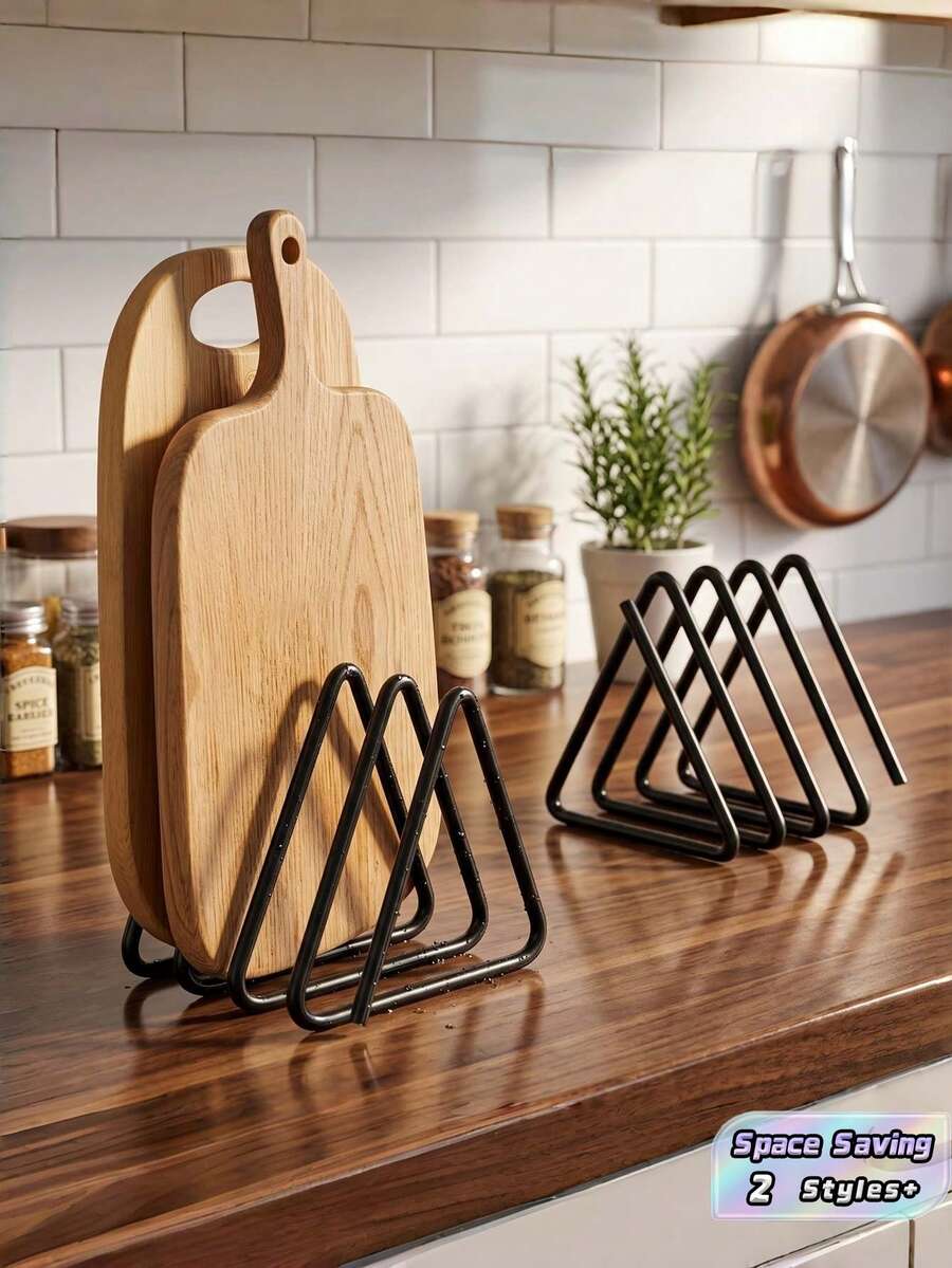 1/2 PCS Space Saving Heavy Duty Multi Functional Triangle Cutting Board Stand With Cabinet Countertop Shelf And Pot Rack Easy Install Kitchen Storage Box Organizer For Home Kitchen Countertop Organization Must Have - View 1