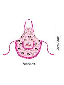 Betty Boop x SHEIN 1pc Cute Design Kitchen Apron, Baking Apron, Ruffle Bow Decor, Adorable Apron, S & M Two Sizes, Parent-Apron - Multicolor - View 3