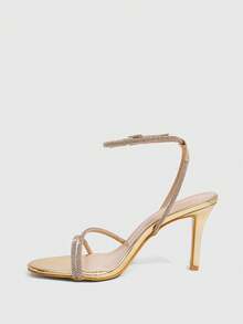 CUCCOO SZL Damen Schuhe Frühling Sommer Strass-Einsätze, Stilettos Bankett Party Dating Pendeln Einkaufen Hochzeit Festival Geschenke - helles Gold - Übersicht 5