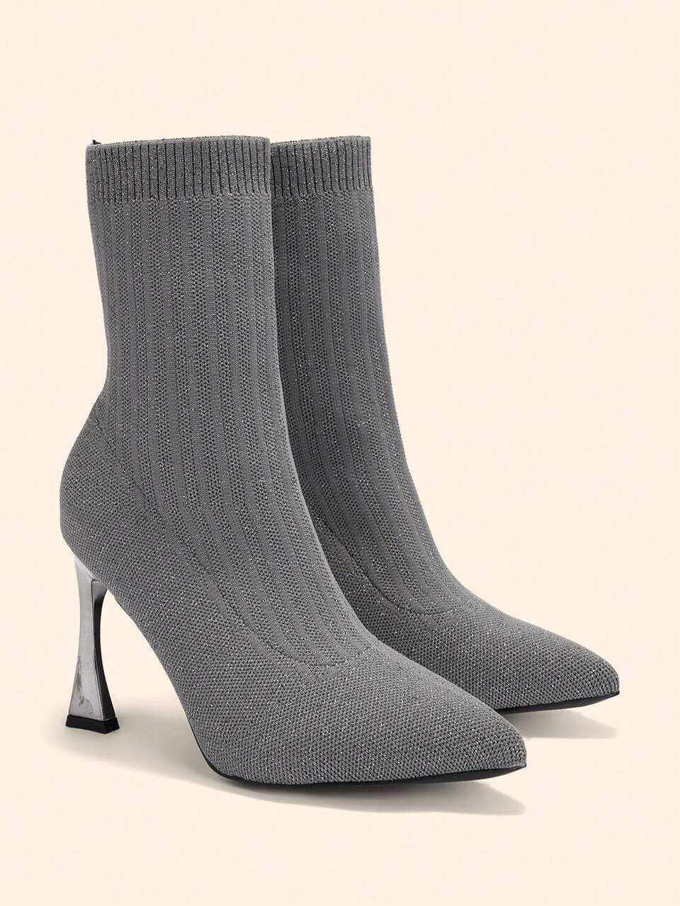 CUCCOO BASICS Fashion Commuter Knit High Heel Ankle Boots