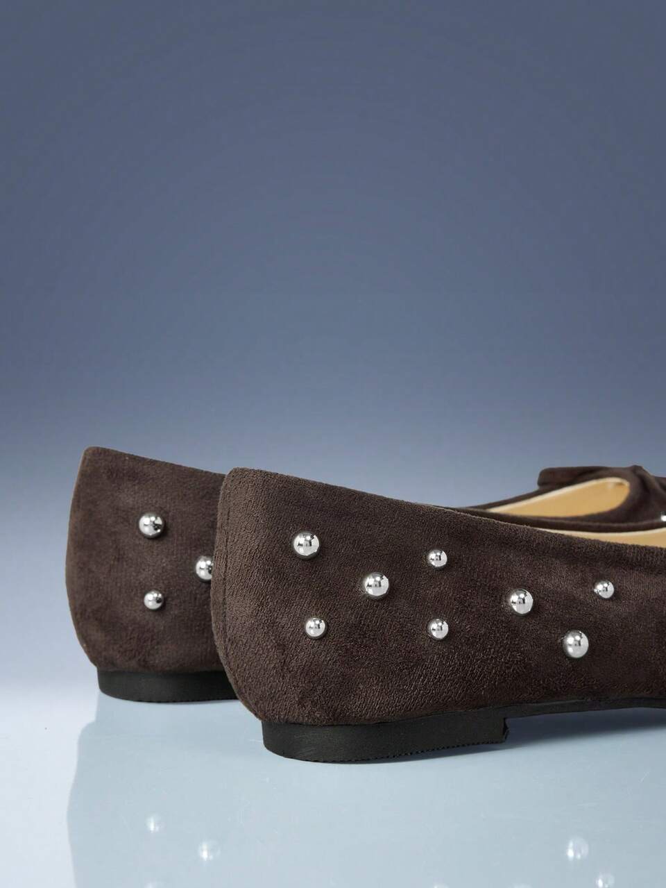 CUCCOO GRLICON Fog Fan Velvet Versatile Fashion Women's Shoes Rivet Mary Jane Flat Ballet Shoes Fall Shoes