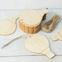 20 Pieces Of Wooden Balloon-Shaped Pieces For Diy Drawing, With Jute Strings, Home Christmas Tree Decorations - Beige - View 4