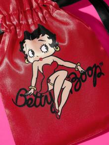 Betty Boop x SHEIN 1 Printed Eye Mask, Made Of Smooth Satin Fabric, High Shading, Luxurious And Fashionable Design, Suitable For Summer, Spring, Beach, Vacation And Other Occasions - Red - View 7