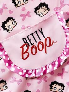 Betty Boop x SHEIN 1pc Cute Design Kitchen Apron, Baking Apron, Ruffle Bow Decor, Adorable Apron, S & M Two Sizes, Parent-Apron - Multicolor - View 6