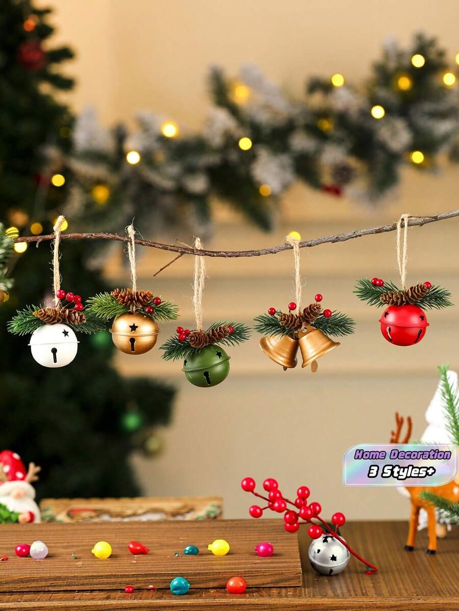 1 Buah Hiasan Lonceng Natal Bulat dengan Pita, Dekorasi Gantung untuk Pohon Natal Meriah, Hadiah Liburan, Pesta, Aksen Rumah, Berkualitas Tinggi, Sedang Tren Saat Ini - warna-warni - View 1