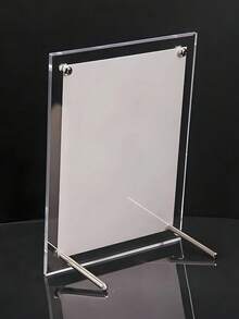 1-Pc A4 Size Clear Acrylic Double-Sided T-Shaped Table Stand, Adhesive Sign Holder For Conference, Desktop, Certificate, Poster Display, Rectangle Photo Frame, Ideal Desk Decor Gift For Birthday And Graduation. - Clear - View 6