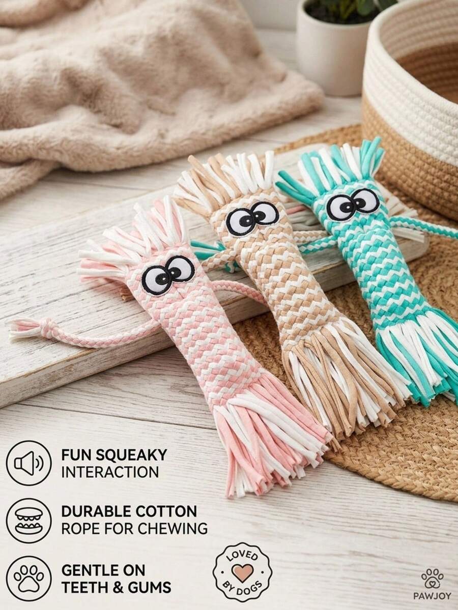 PETSIN Cute Doll Shaped Squeaky Plush Dog Toy, Adorable Fluffy Interactive Chew Toy, Fun Teething Play Companion For Puppies And All Sized Dogs - Multicolor - View 1