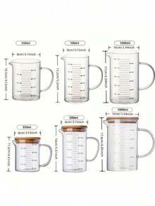 High Borosilicate Glass Measuring Cup With Non-Slip Handle And V-Shaped Spout - Heat Resistant, Microwave, Shatter-Resistant - Clear Glass With Milliliter Markings - Suitable For Baking, Cooking, Laboratory, Serving - Single Pack (Available In - Multicolor - View 2