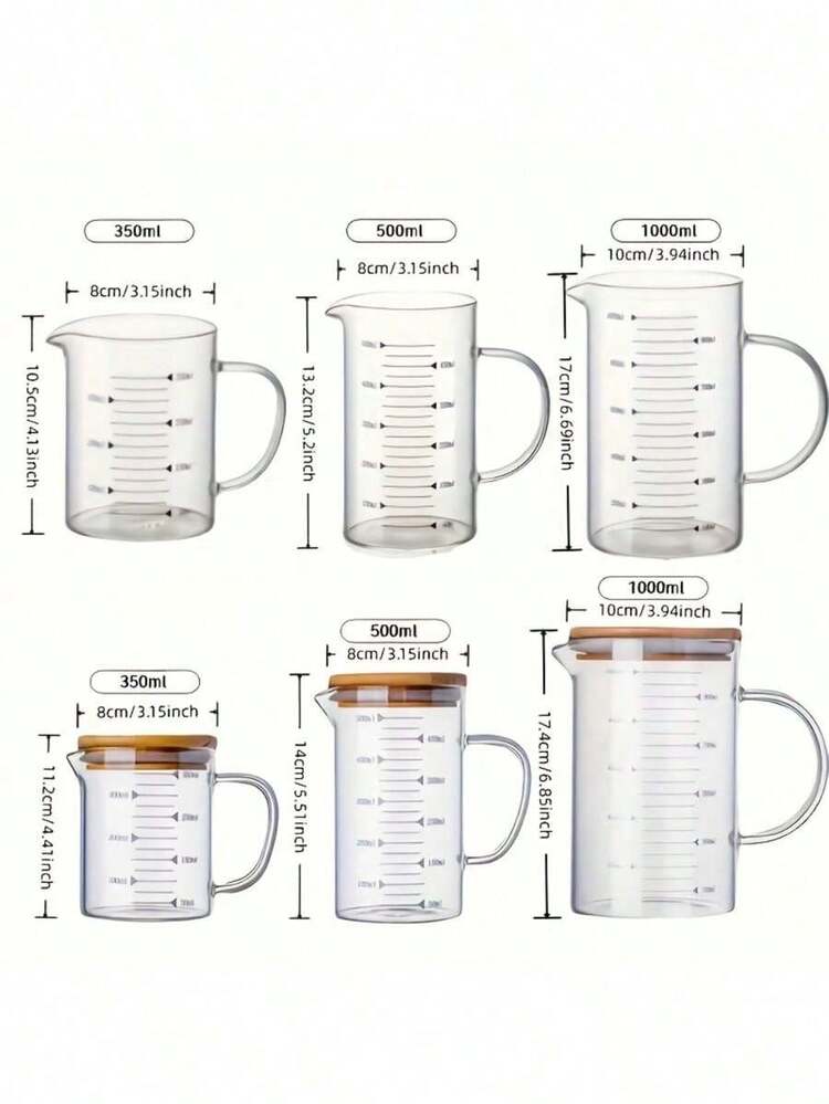 高硼矽玻璃量杯，附防滑手柄與 V 型出水口，耐熱、微波爐適用、抗碎裂，透明玻璃附毫升刻度，適合烘焙、烹飪、實驗室與盛裝，單件裝 - 彩色 - 查看 2