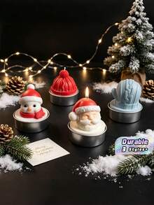 矽膠蠟燭模具，可重複使用 DIY 香氛蠟燭製作模具，柔軟手工澆灌工藝模具，適用於蠟燭、肥皂和樹脂裝飾品，聖誕節假期家居裝飾用品 - 均碼 - 查看 1