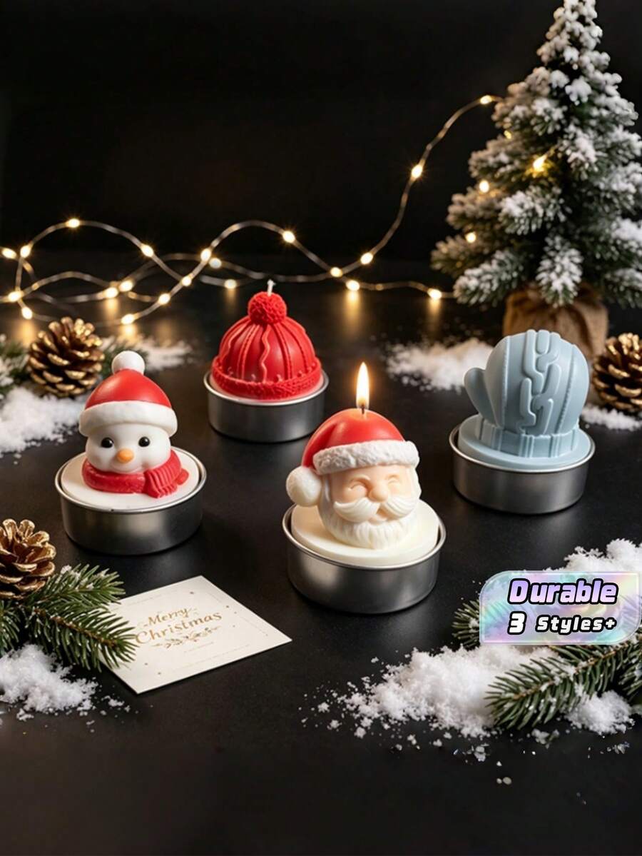 矽膠蠟燭模具,可重複使用 DIY 香氛蠟燭製作模具,柔軟手工澆灌工藝模具,適用於蠟燭、肥皂和樹脂裝飾品,聖誕節假期家居裝飾用品 - 均碼 - 查看 1