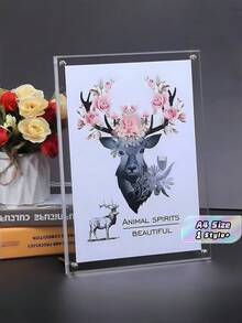 1-Pc A4 Size Clear Acrylic Double-Sided T-Shaped Table Stand, Adhesive Sign Holder For Conference, Desktop, Certificate, Poster Display, Rectangle Photo Frame, Ideal Desk Decor Gift For Birthday And Graduation. - Clear - View 1