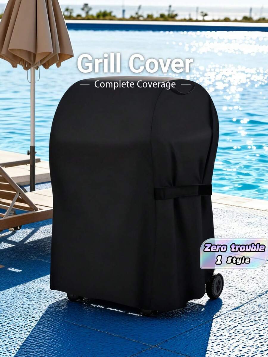 High Quality 1Pc Cylindrical Outdoor Grill Cover, Windproof And Sun Protection Barbecue Protective Cover, Creative Round BBQ Dust Shield For Outdoor Use - Multicolor - View 1