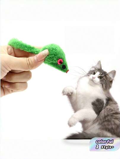 12pcs Colorful Mini Mouse Cat Toys, Interactive Self‑Play Pet Toys, Random Color, Pet Accessories