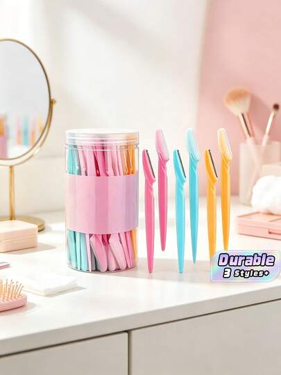 40/24/12Pcs Stainless Steel Eyebrow Razors, Sharp Blade Facial Shaper For Eyebrow, Peach Fuzz, Face & Body. Ideal For Daily Makeup, Home Beauty, Salon Use, Wedding, Party, Travel, Holiday Makeup Prep, Personal Grooming Supplies