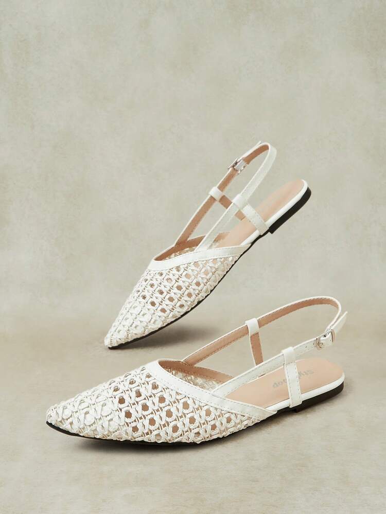 Styleloop 女士扣飾平底鞋，度假風夏季穿搭，旅行必備，Y2K酷女孩夜店穿搭 - 白色 - 查看 7