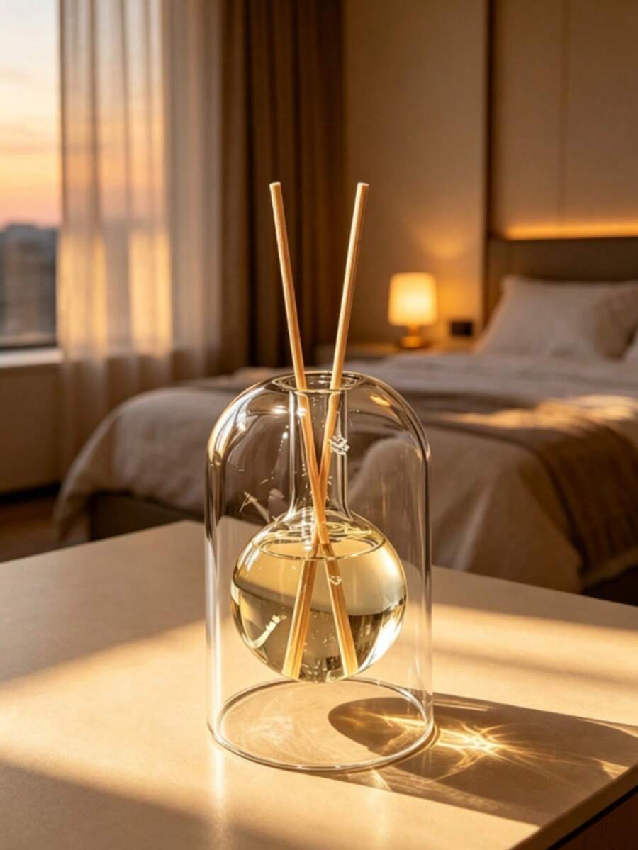 Minimalist Double‑Layer Glass Reed Diffuser Bottle, Flameless Empty Aromatherapy Vase, Refillable Clear Essential Oil Bottle, Home Desktop Decor, Ideal For Housewarming, New‑Home, Wedding & Holiday Gifts, Bottle Only, Reeds Not Included