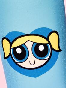 THE POWERPUFF GIRLS X SHEIN 1件可愛印花布製杯套，潛水布保溫材質，可重複使用，S/M/L三種尺寸，適用於不同盎司咖啡杯 - 藍色 - 查看 4