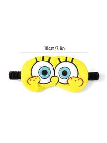 SpongeBob SquarePants | SHEIN 1件卡通刺繡眼罩，可愛立體設計，柔軟毛絨材質，強效遮光，適合旅行、辦公室午睡 - 黃色 - 查看 3