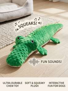 PETSIN Crocodile Dog Toy, Squeaky Dog Chew Toy For Aggressive Chewers, Durable Interactive Pet Toy For Small Medium Large Dogs, Puppy Teething And Training Toy - Green bubble crocodile - View 1
