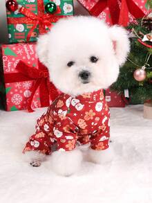 PETSIN 1pc Universal Pet Clothing For Cats And Dogs, Fully Printed With Christmas-Themed Designs - Full-Body Coveralls For Pets, Suitable For Small Dogs At Christmas Parties Or Daily Home Wear, Can Be Layered With Coats For Warmth - Multicolor - View 5