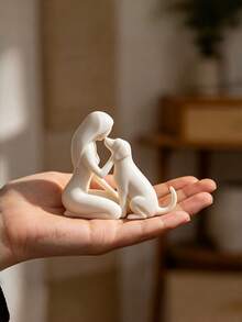 1PC Standard Size 3D Printed Plastic Durable Lightweight Non Slip Scratch Resistant Exquisite Compact Girl And Puppy Dog Statue Ornament Figurine For Office Desk Entryway Shelf Bookcase Decor Pet Memorial Sympathy Gift For Friend Who Lost Beloved - Multicolor - View 5