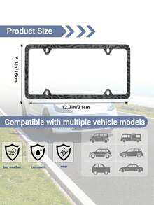 1PC Aluminum Alloy Rustproof Durable Lightweight Anti Corrosion American Style US Spec Leopard Print Protective License Plate Frame With Mounting Screws Universal Fit For Most Cars Trucks SUVs Car Exterior Decorative Accessory Popular - A - View 6