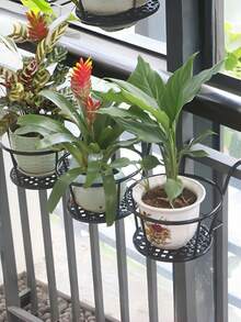 3 PCS Sturdy Durable Rustproof Space Saving Decorative Hanging Plant Pot Holders With Hooks For Fence Railing Balcony Patio Outdoor Garden Wall Mounted Succulent Greenery Plant Display Holder - multicolor - View 4