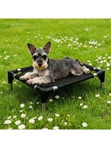 1 Set High-Platform Pet Bed, Waterproof And Breathable Pet Cot, S/M/L 3 Sizes, Durable Rust-Proof Aluminum Frame + Breathable Polyester Fabric, Minimalist Black, Rectangular Hollow Mesh Design, Removable And Assembleable, Heat Dissipation - Black - View 6