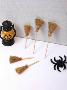 Sapu Penyihir Mini Terbuat dari Miscanthus untuk Halloween, Dekorasi Kerajinan dan Ornamen Properti Penyihir Kecil - Satu-Ukuran - View 5